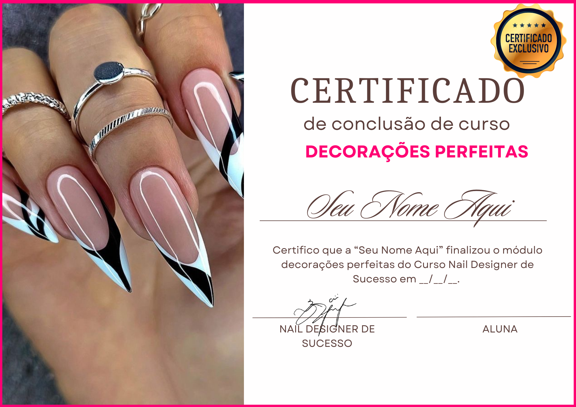 Certificado de conclusão curso de design de sobrancelha estética feminino rosa claro (1)