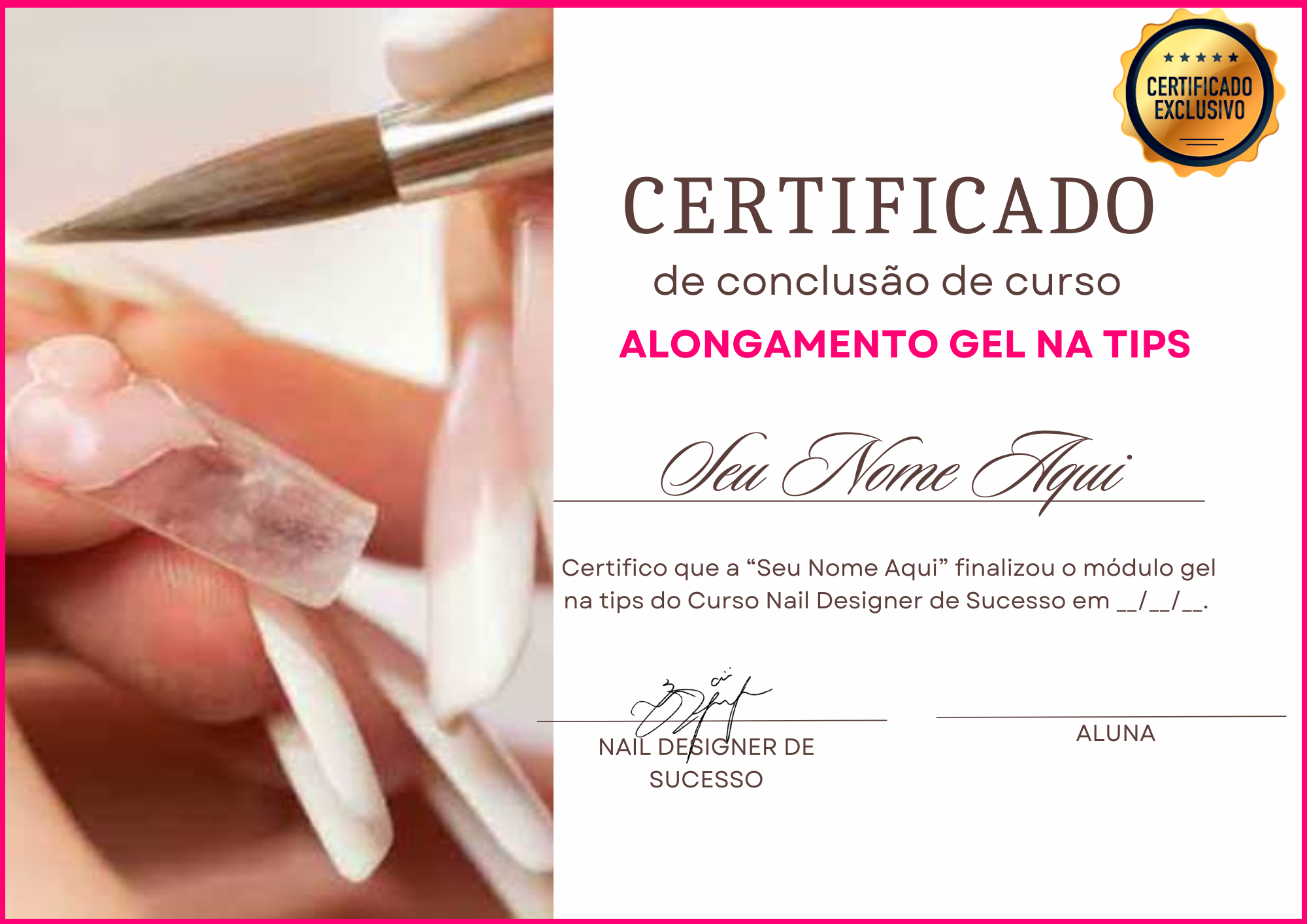 Certificado de conclusão curso de design de sobrancelha estética feminino rosa claro (5)