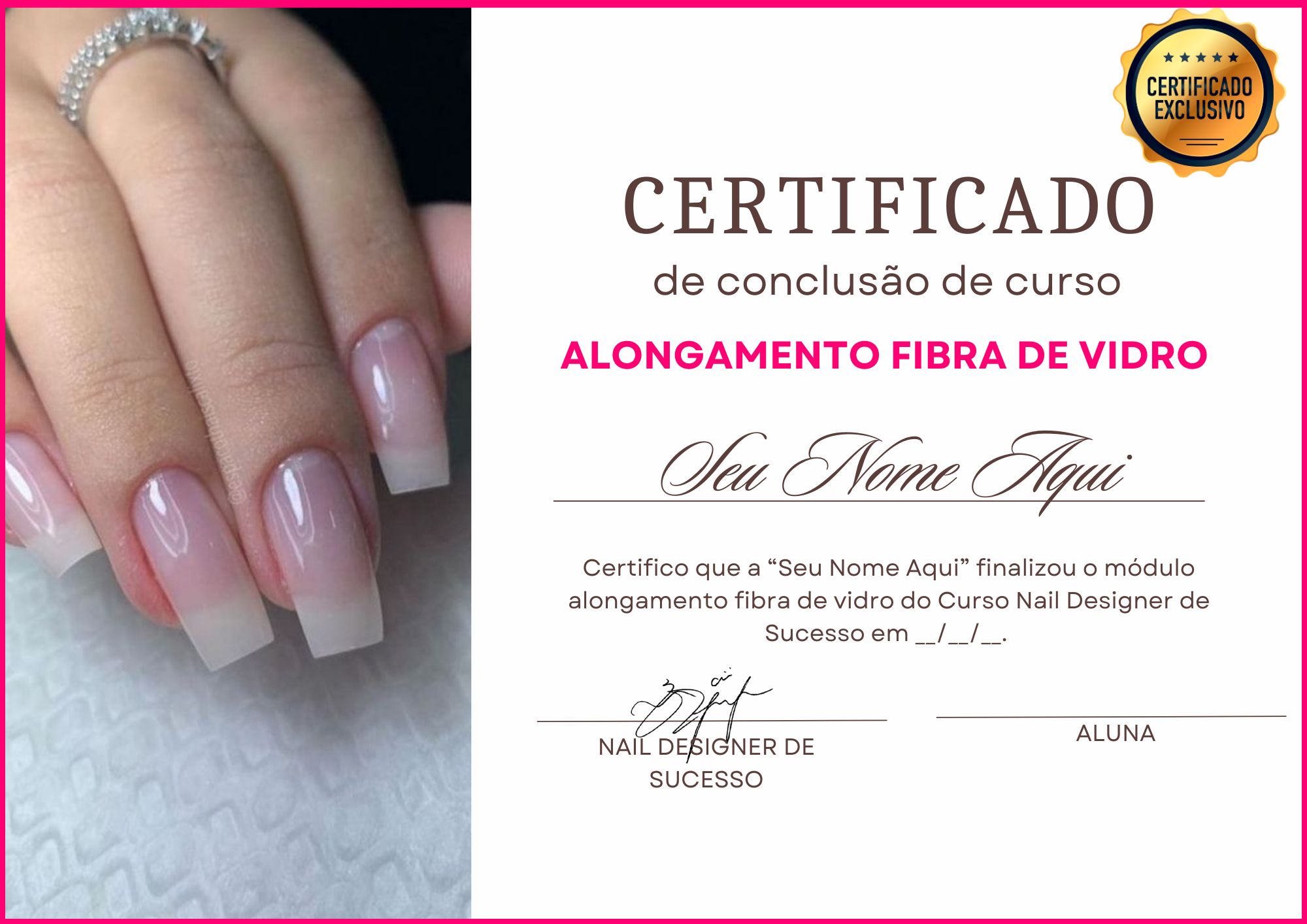 Certificado de conclusão curso de design de sobrancelha estética feminino rosa claro (7)