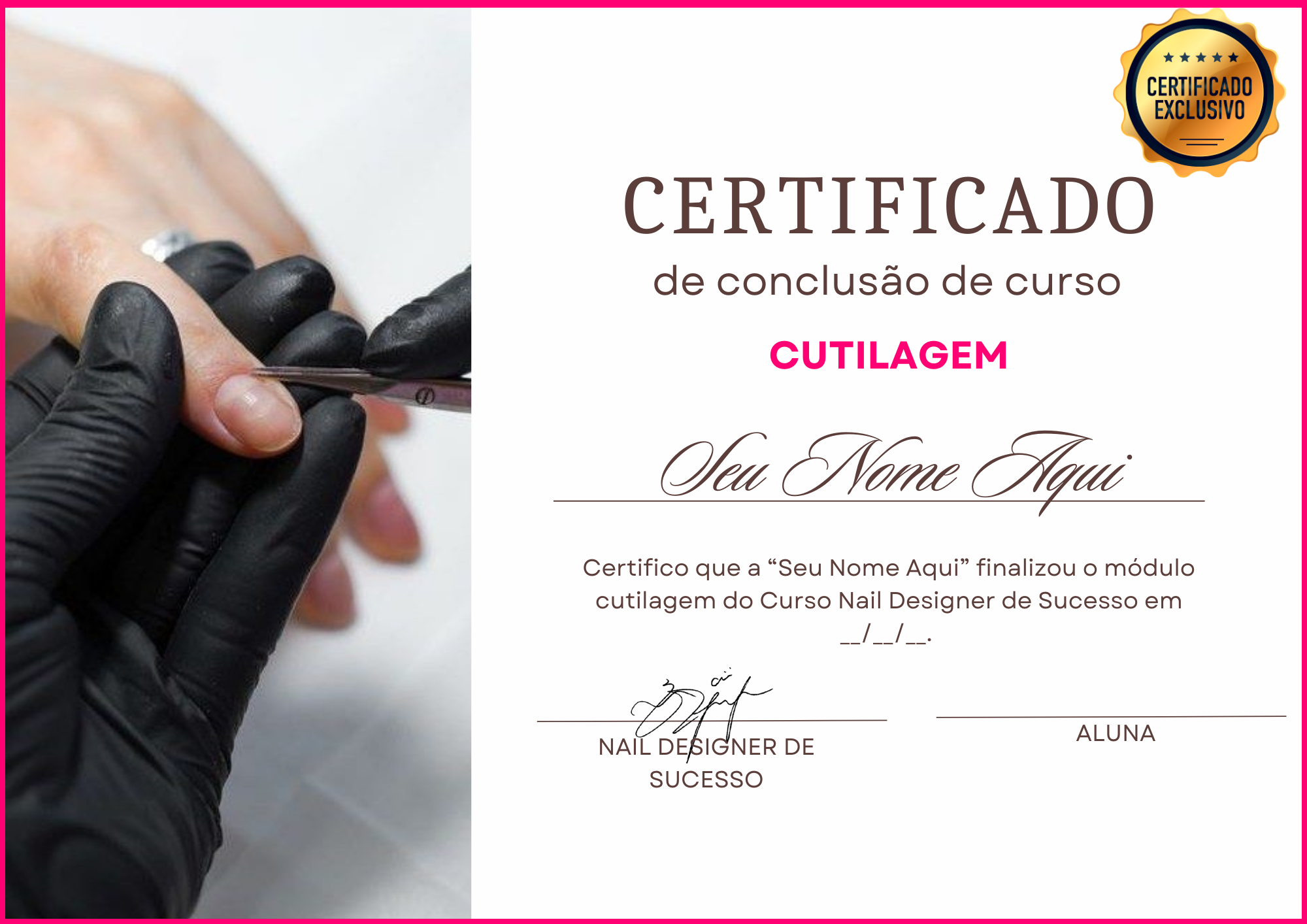 Certificado de conclusão curso de design de sobrancelha estética feminino rosa claro (8)